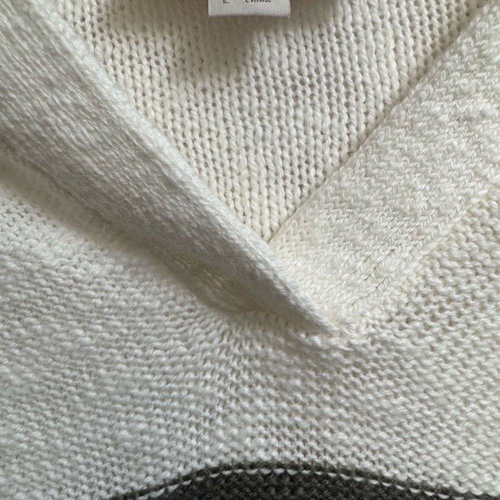 LOFT V-Neck Sweater - Black and Cream Stripes - Picture 4 of 5